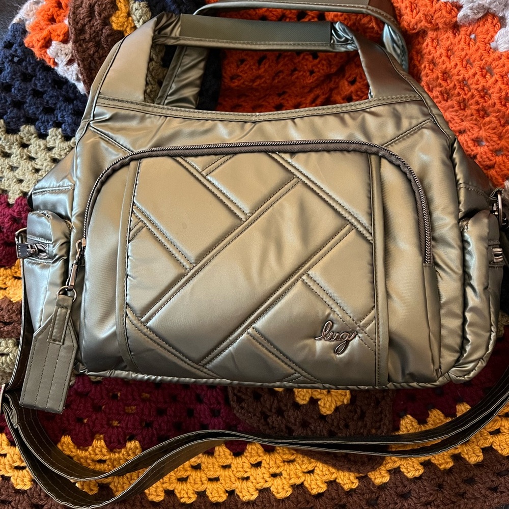 Lug Rumble Metallic Green Satchel Crossbody